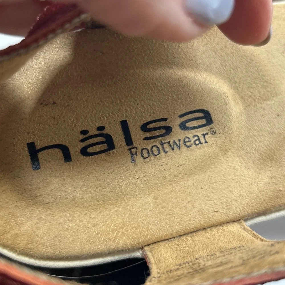 Halsa Cindy Comfort Earthcore Sandals 8 Leather Coastal Grandma Granola Red Boho